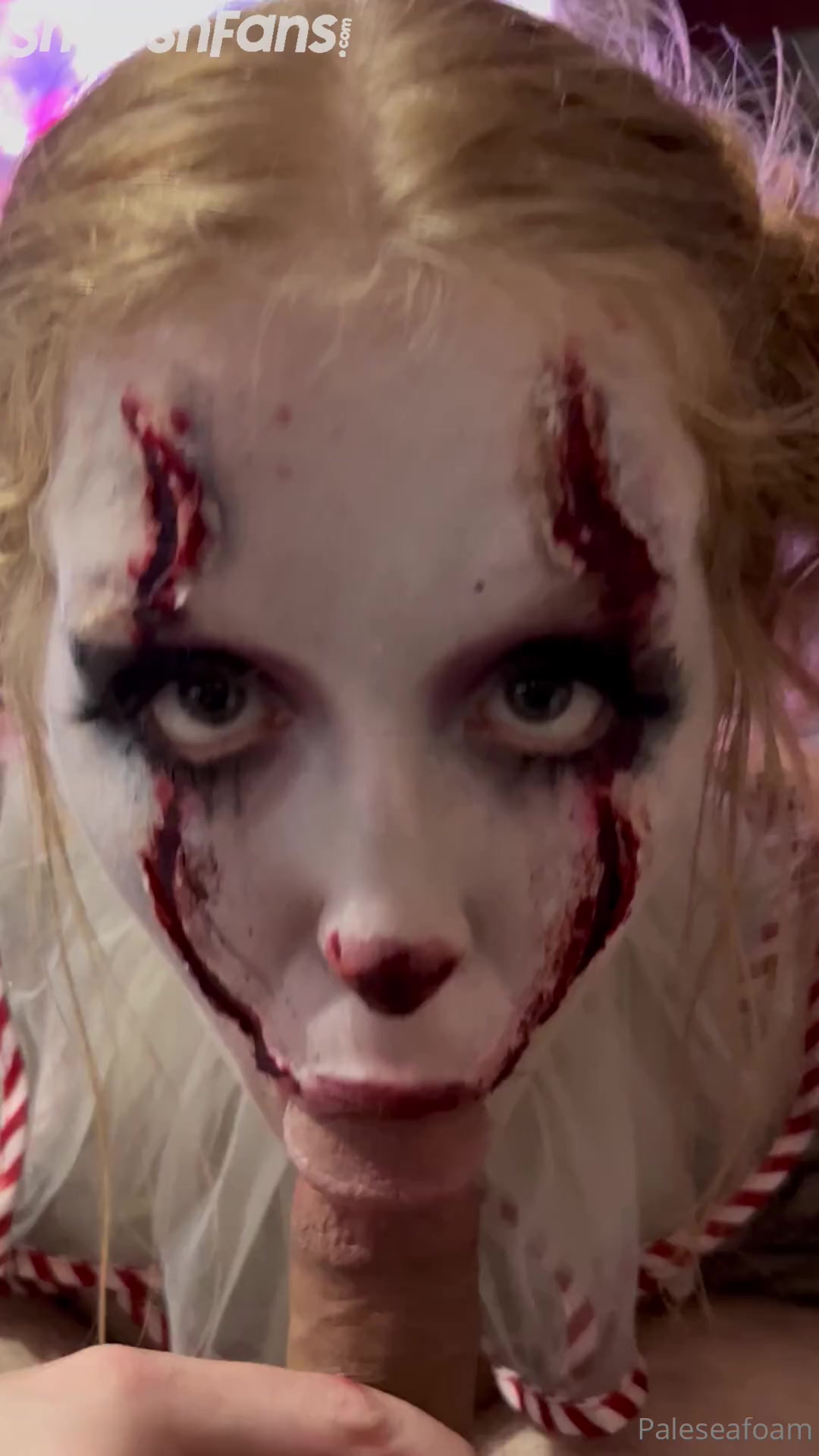 Paleseafoam – The Spooky Clown Deep Throat Blowjob Sextape